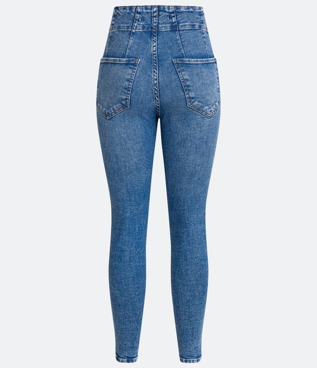 Pantalón Cigarrete Cintura Alta en Jeans con Pliega y Bolsillos 6