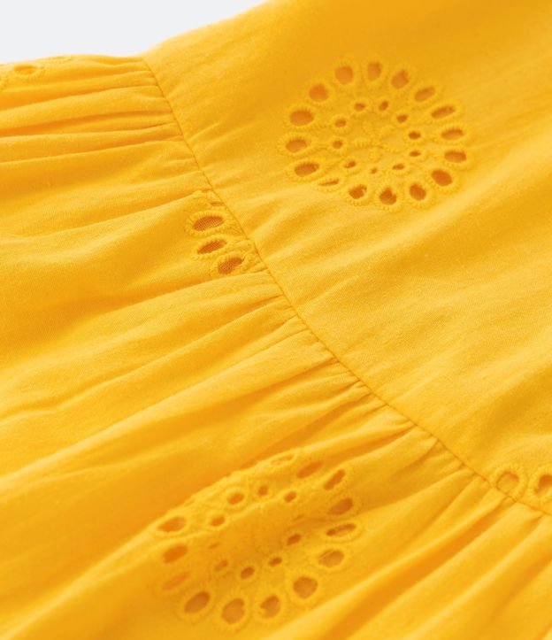 Vestido Infantil con Manga Abullonada y Bordado de Flores - Talle 5 a 14 años 3