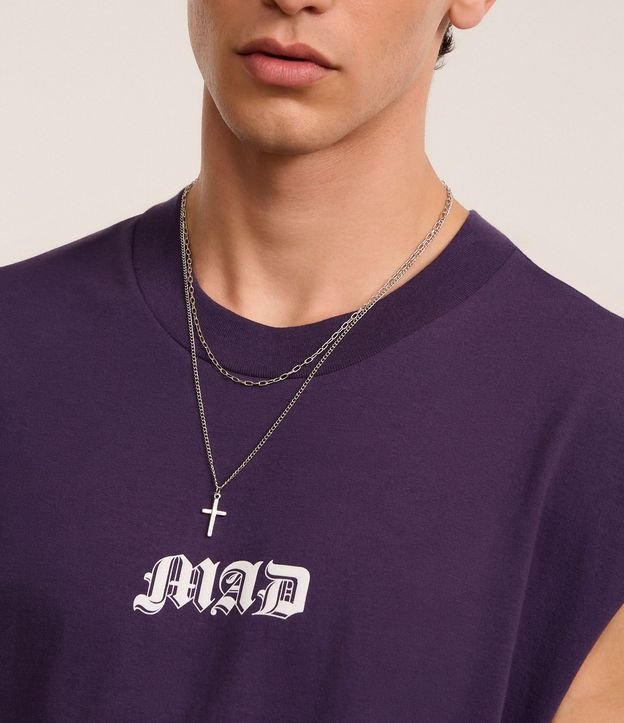 Collar Doble en Metal con Cadenas y Colgante de Cruz 4