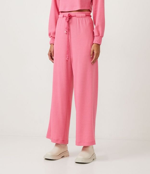 Pantalón Pantalona en Ribana Texturizada con Lazo de Cuerda 2
