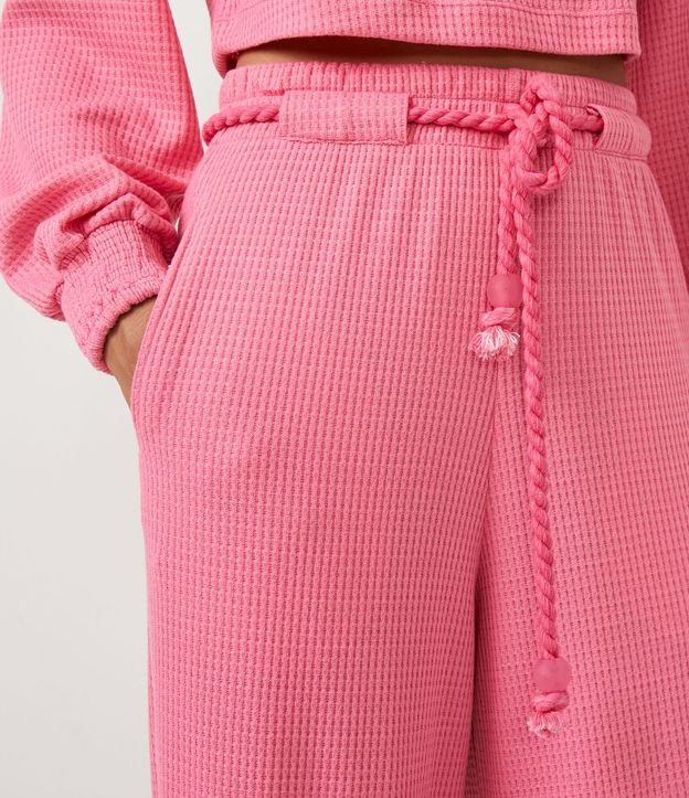 Pantalón Pantalona en Ribana Texturizada con Lazo de Cuerda 4