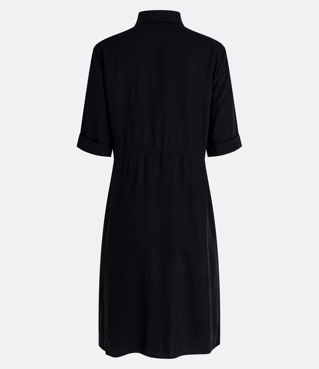 Vestido Corto Manga Corta en Viscosa con Lazo y Bolsillos 2