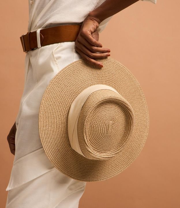Sombrero de Playa con Cinta Contrastante