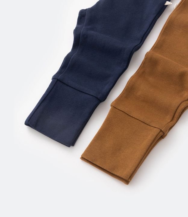 Kit 02 Pantalones Básicos Infantiles en Suedine con Puños Largos - Talle 0 a 18 meses 3