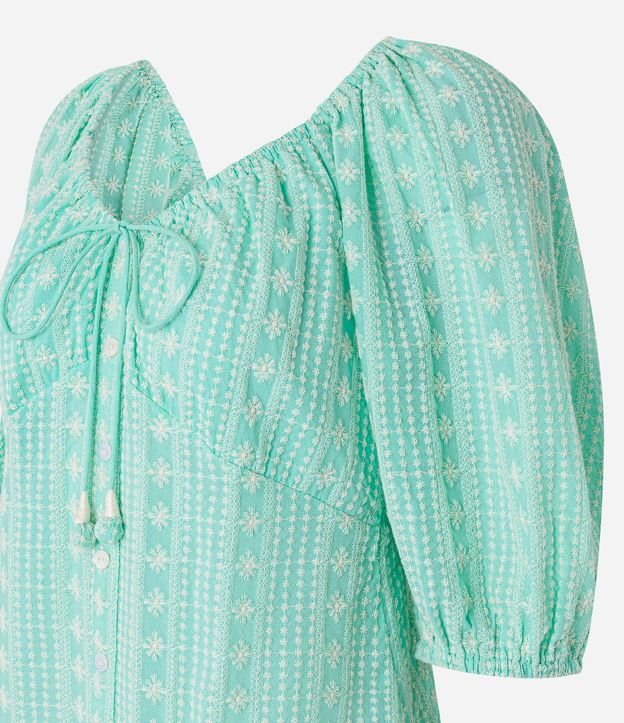 Vestido Corto con Lazo y Mangas Bufantes Estampa Boho 2
