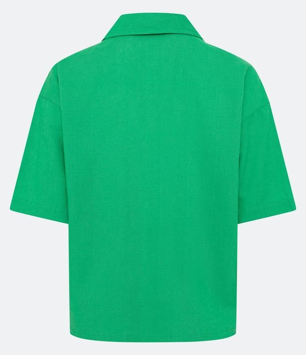 Camisa Manga Corta en Viscolino con Botones Geométricos 6