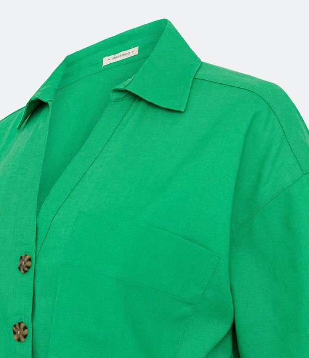 Camisa Manga Corta en Viscolino con Botones Geométricos 7