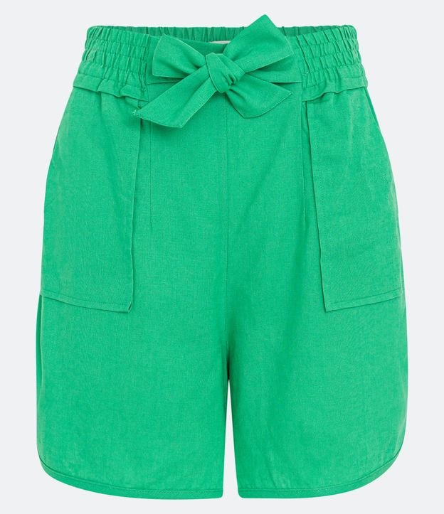 Short Runner Cintura Mediana en Viscolino con Lazo en la Cintura