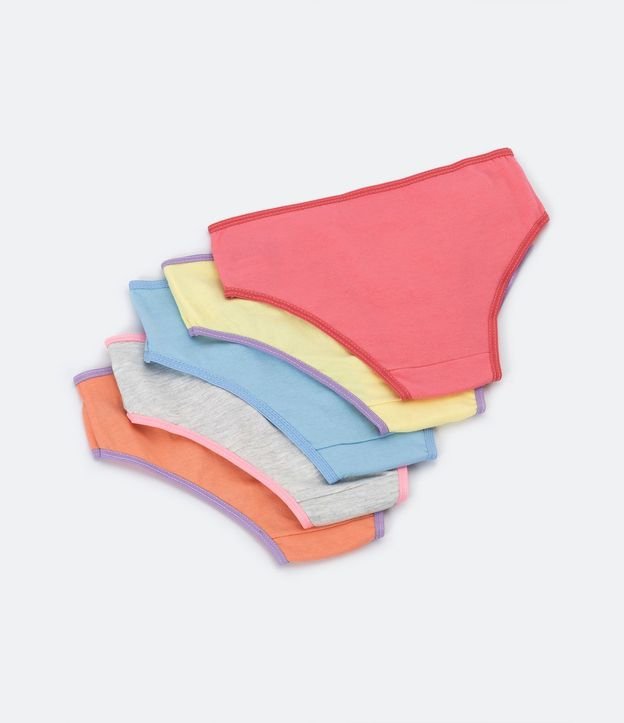 Kit 05 Bombachas Slip Infantil con Bies Contrastante - Talle 2 a 14 años 3