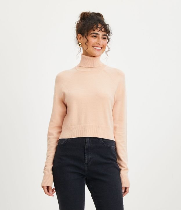Blusa de Punto con Cuello Alto