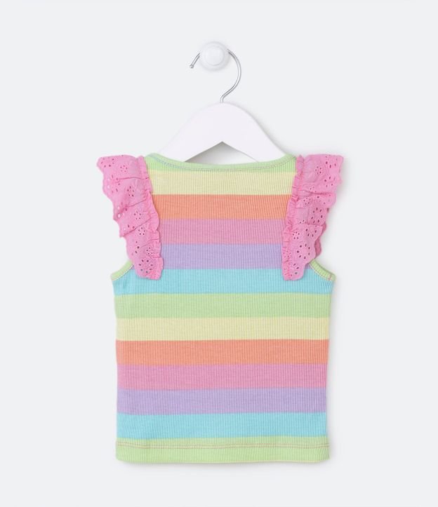 Blusa Musculosa Infantil Acanalada con Estampa Rayada y Volados - Talle 1 a 5 años 2