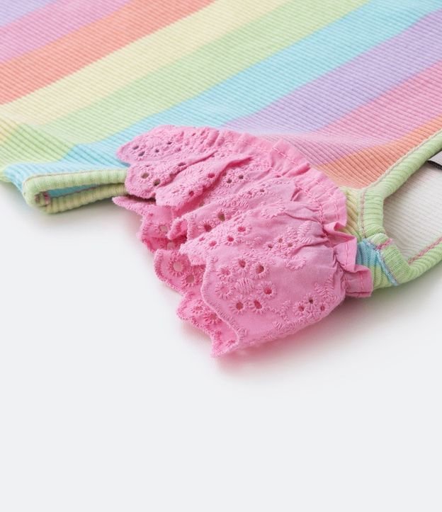 Blusa Musculosa Infantil Acanalada con Estampa Rayada y Volados - Talle 1 a 5 años 4