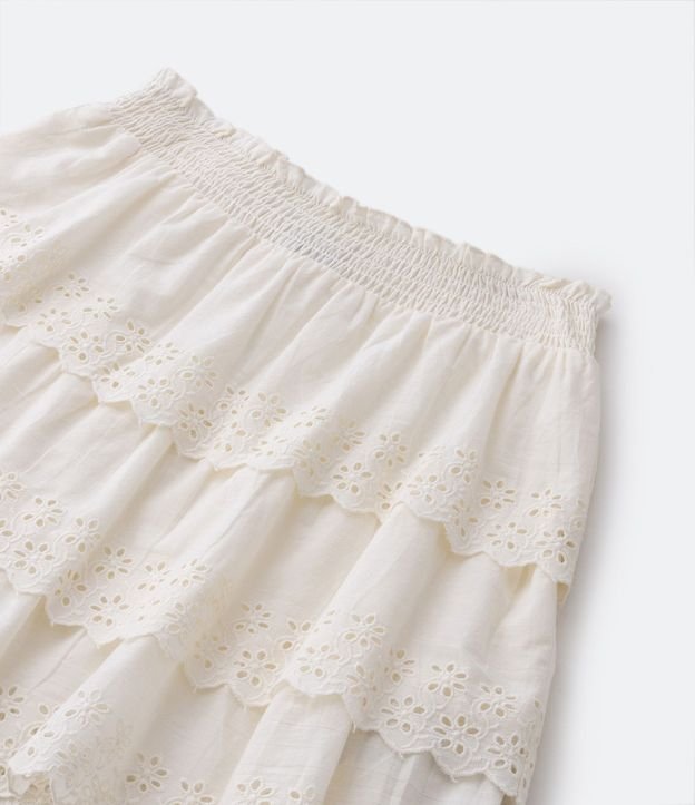 Pollera Infantil en Laise con Volados y Bordado Broderie - Talle 5 a 14 Años 4