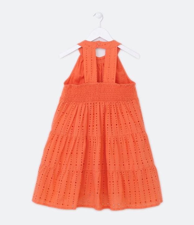Vestido Infantil en Algodón con Bordados Broderie y Escote en la Espalda - Talle 5 a 14 años 4