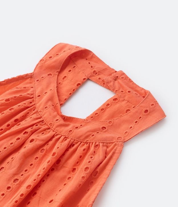 Vestido Infantil en Algodón con Bordados Broderie y Escote en la Espalda - Talle 5 a 14 años 6