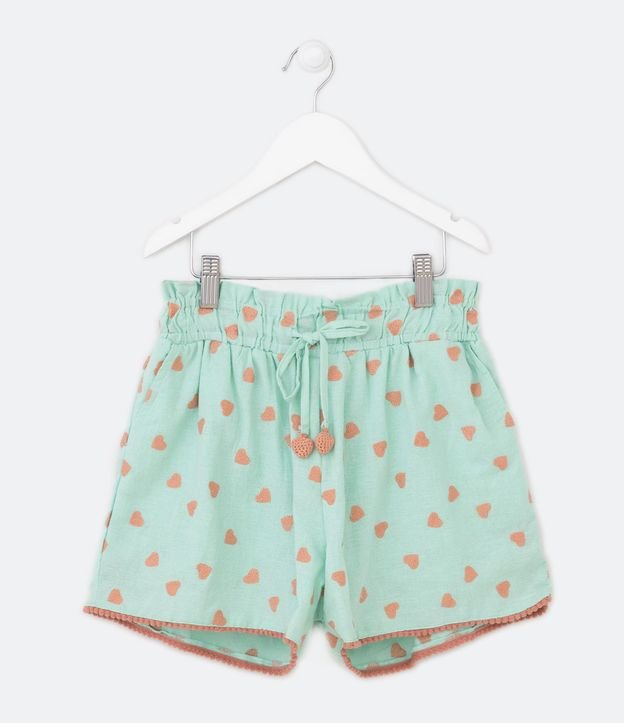 Short Clochard Infantil con Bordado de Corazoncitos - Talle 5 a 14 años