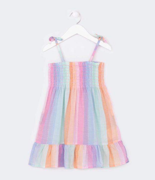 Vestido Infantil con Estampa Acuarelada y Detalle de Hilo Metálizado - Talle 1 a 5 años