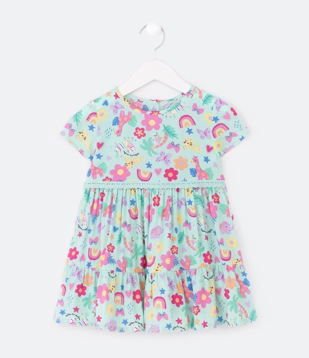 Vestido Marias Infantil con Puntilla en la Cintura y Estampa Divertida - Talle 1 a 5 años