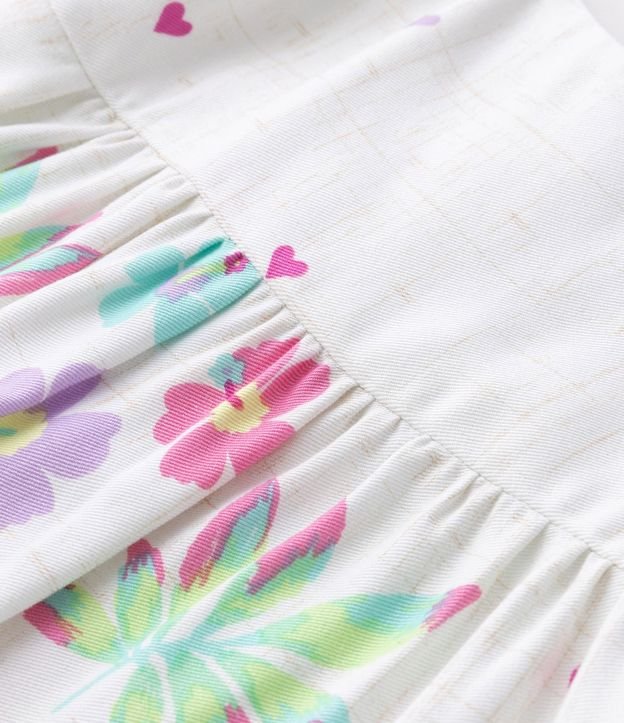 Vestido Infantil en Viscosa con Estampado Tropical y Lazo - Talle 1 a 5 años 3