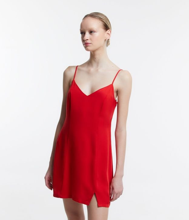 Vestido Corto en Viscosa con Abertura en la Barra