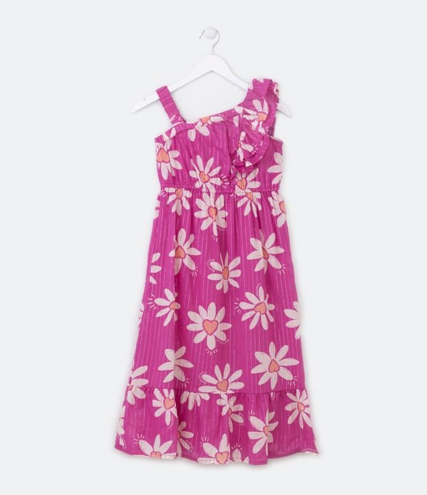 Vestido Infantil con Volados y Estampa de Margaritas - Talle 5 a 14 años 2