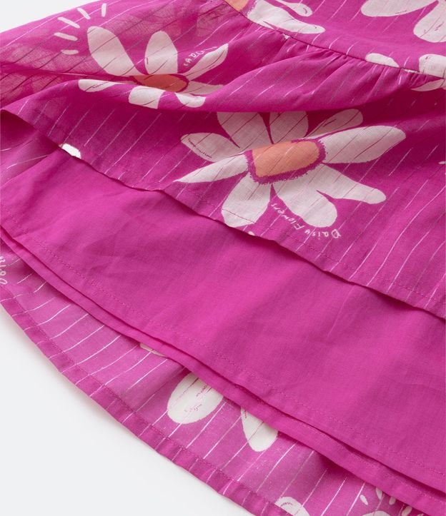 Vestido Infantil con Volados y Estampa de Margaritas - Talle 5 a 14 años 3