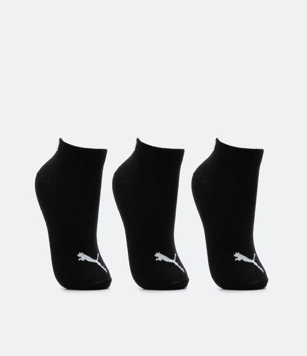 Kit 03 Pares de Medias Caña Corta Infantil Estampado Puma - Talle 25 al 34