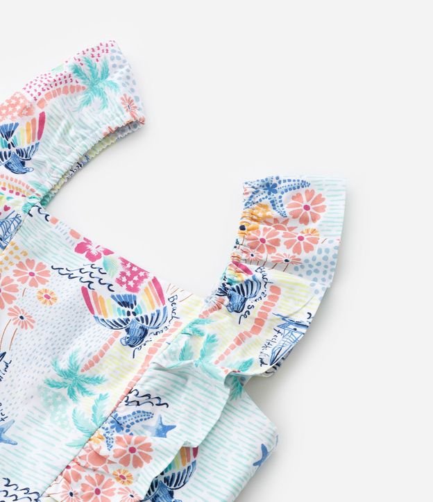 Vestido Infantil con Volados y Estampado Tropical - Talle 5 a 14 años 5