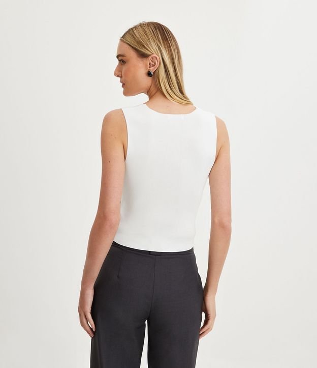 Blusa Cropped en Punto con Escote Cuadrado 4