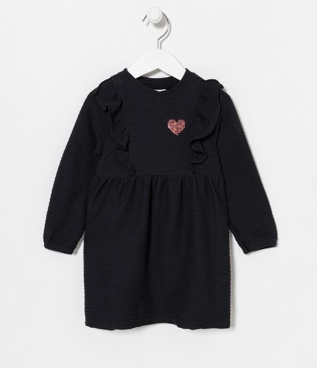Vestido Infantil con Volados y Corazón de Lentejuela - Talle 1 a 5 años