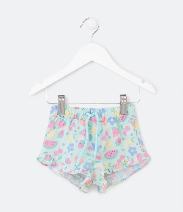 Short con Cordón y Estampa de Frutas y Flores - Talle 03 a 18 Meses