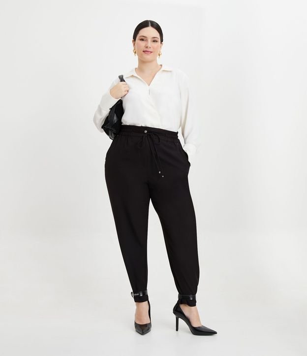 Pantalón Fluido con Cintura Elástica y Lazo Curve & Plus Size 1