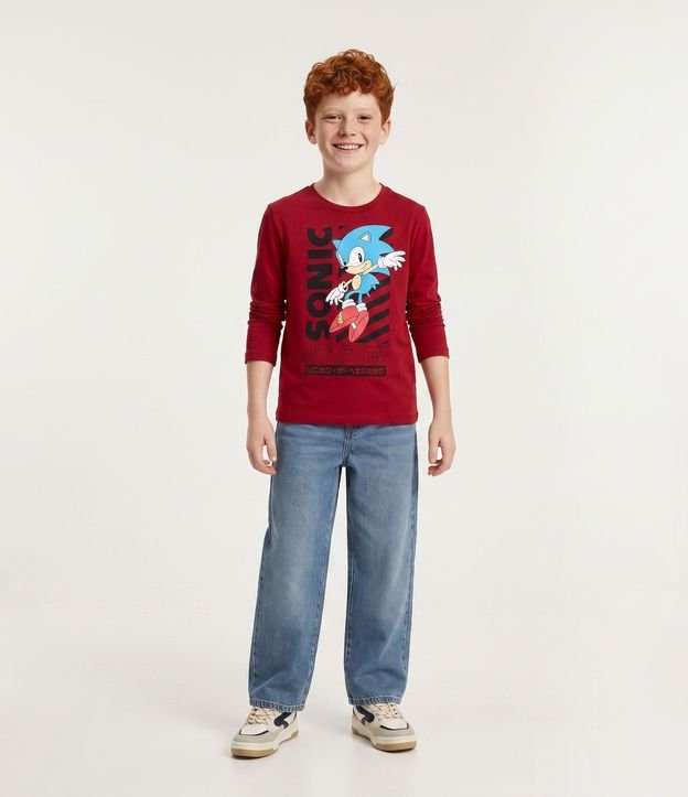 Remera Infantil Manga Larga y Estampa Sonic - Talle 4 a 12 años