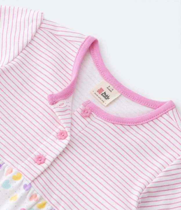 Vestido Infantil con Bombacha Estampa de Corazones y Rayas - Talle 0 a 18 Meses 4