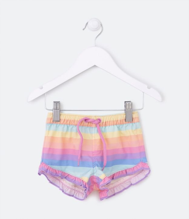 Short Infantil con Estampa de Rayas de Colores y Volado en el Bajo - Talle 3 a 18 meses