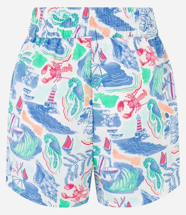 Salida de Playa Short en Chiffon con Lazo borla y Estampa Playera 6