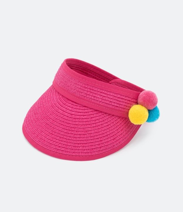 Visera de Paja para Niños con Pompones de Colores