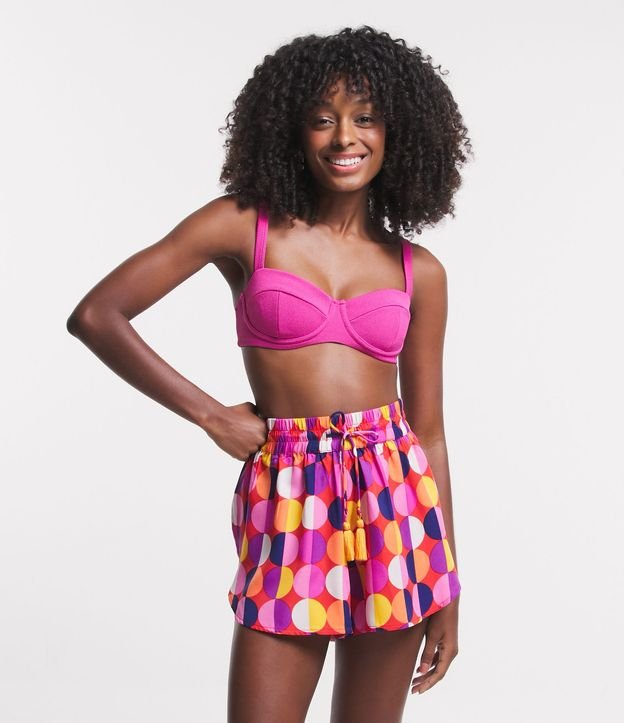 Salida de Playa Short en Chiffon con Lazo en la Cintura y Estampa de Lunares