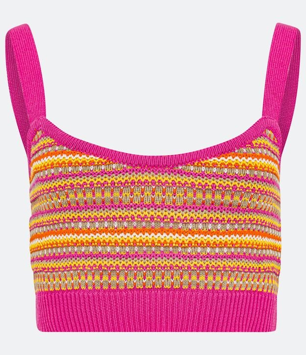 Blusa Cropped de Tirantes en Punto Rayado 5