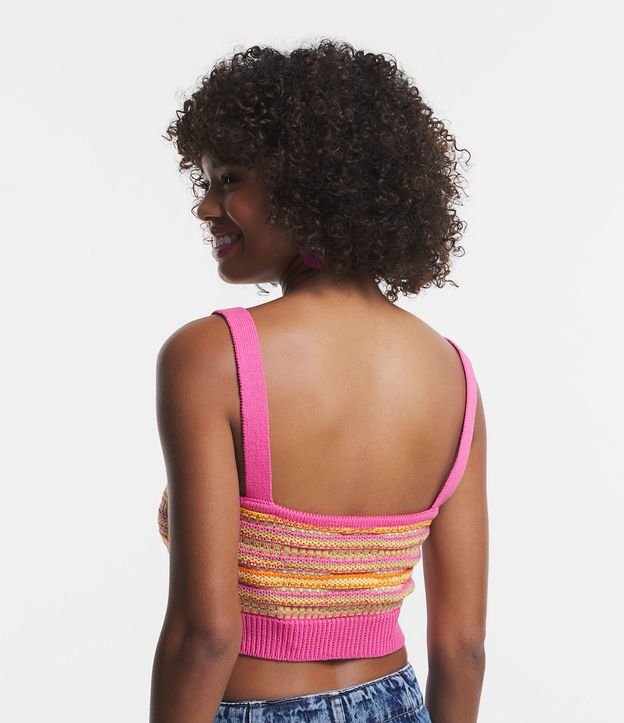 Blusa Cropped de Tirantes en Punto Rayado 3