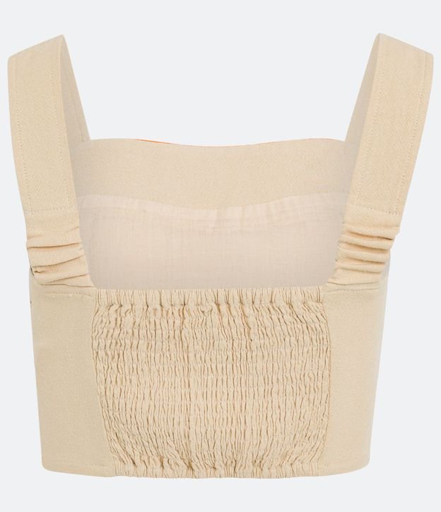 Top de Breteles en Lino con Lastex y Relieve Contrastante 2