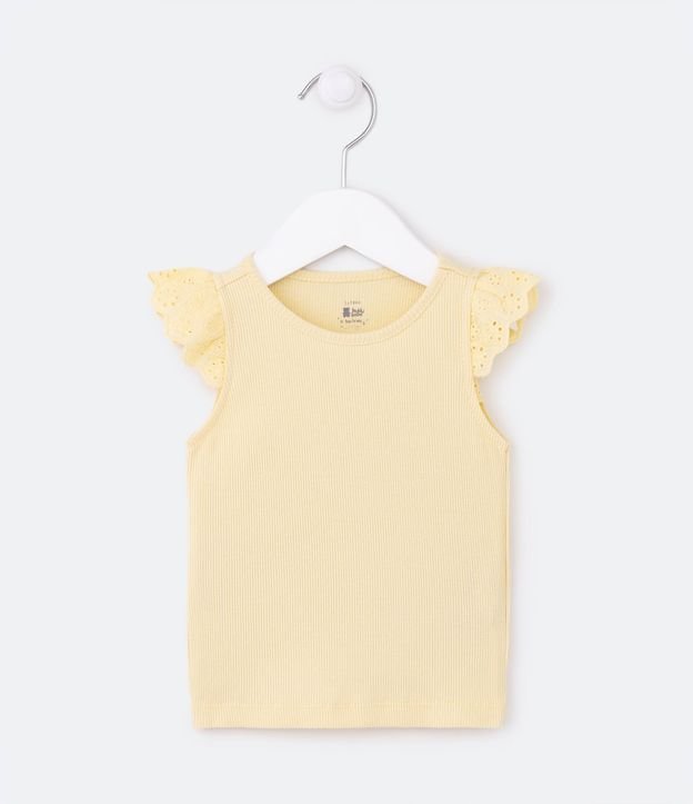 Blusa Musculosa Infantil en Rib con Laise en los Hombros - Talle 0 a 18 meses
