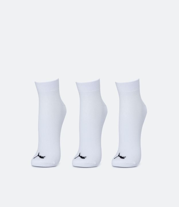 Kit 03 Pares de Medias Caña Corta Deportivas en Algodón con Logo Puma