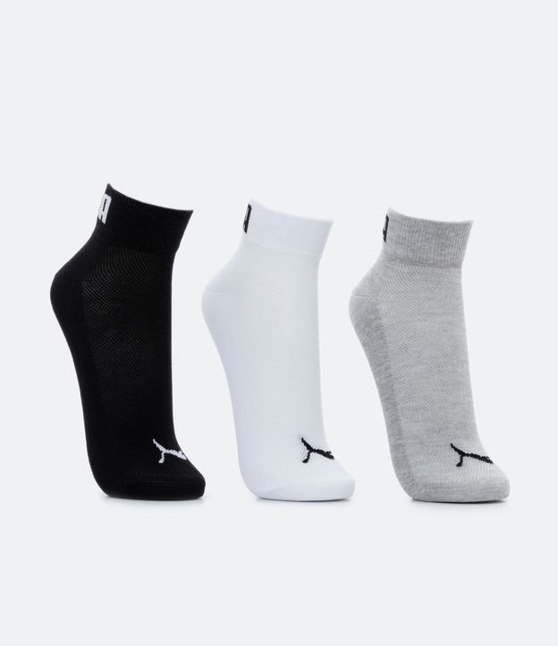 Kit 03 Pares de Medias Caña Corta Deportivas en Algodón con Logo Puma 2