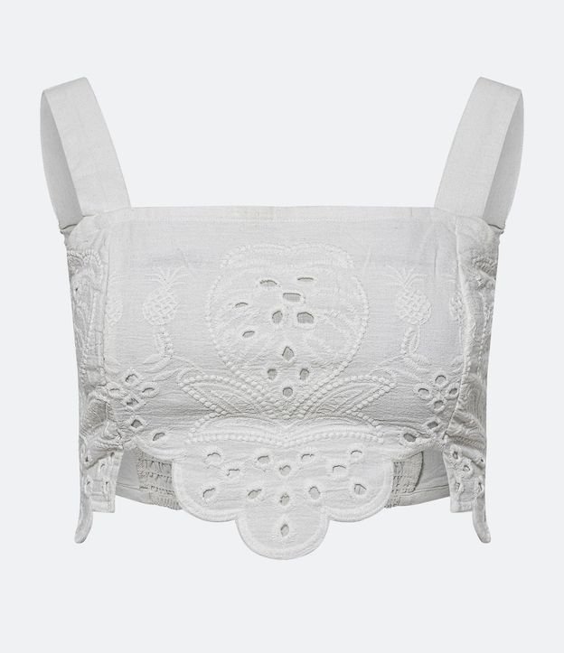 Blusa Cropped en Lino con Bordado Richelieu en el Bajo 6