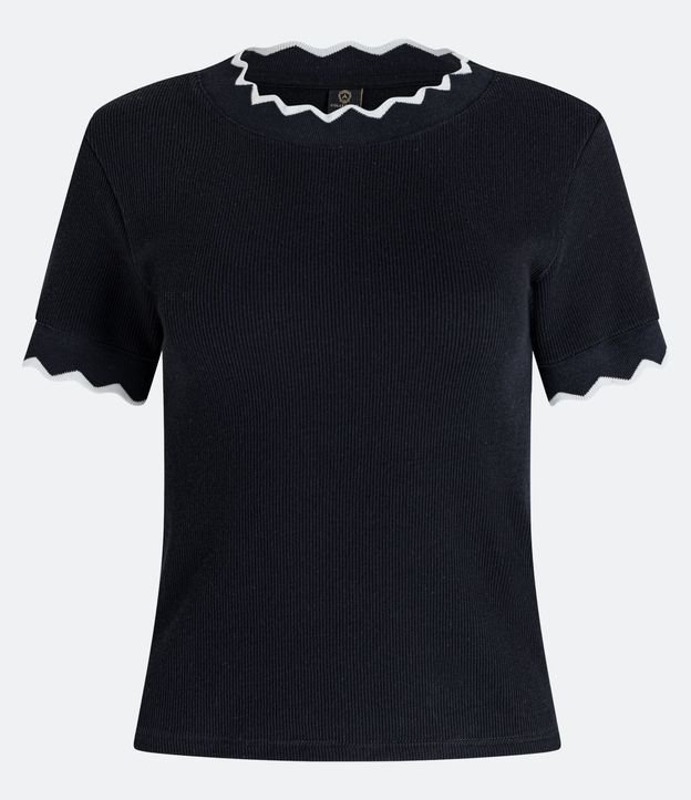 Blusa en Algodón con Detalle Ondulado Contrastante 6