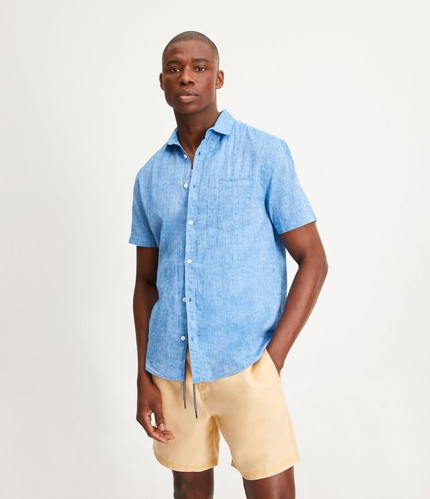 Camisa Comfort Básica en Lino con Bolsillo Delantero 4