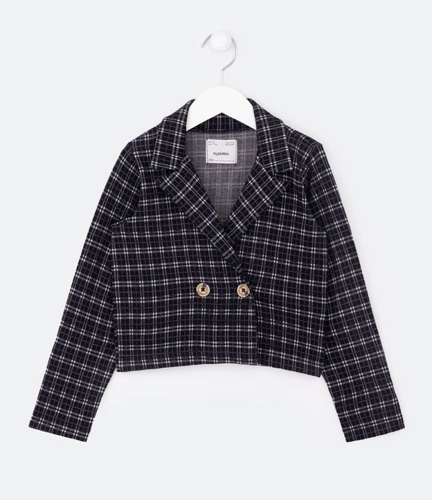 Campera Infantil Texturizado con Estampado de Cuadros - Talle 5 a 14 años 1
