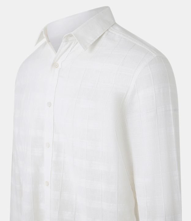 Camisa Regular en Lino con Textura Grid y Manga Larga 8