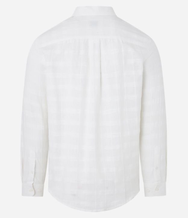 Camisa Regular en Lino con Textura Grid y Manga Larga 9